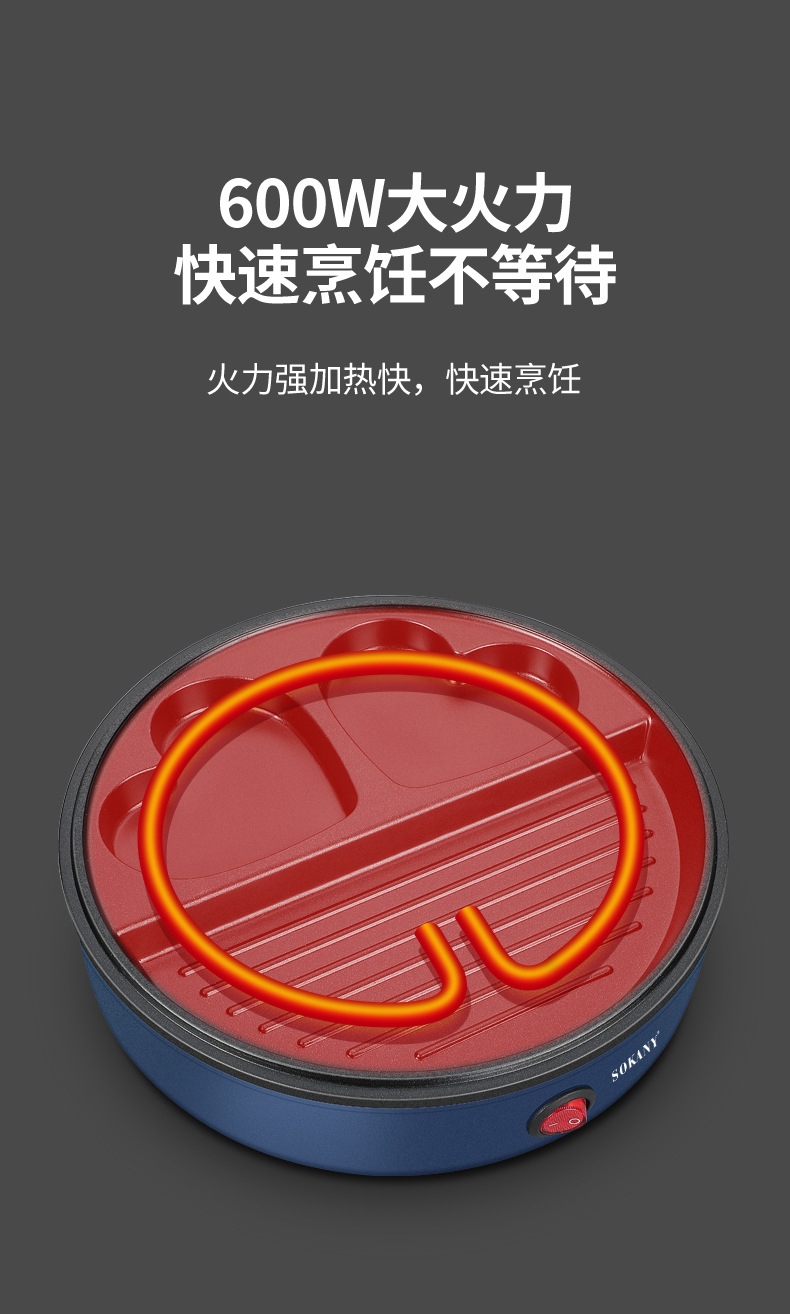 The new cross-border SOKANY221 household small breakfast machine, light food machine, non-stick frying and baking pan, low smoke pic 10