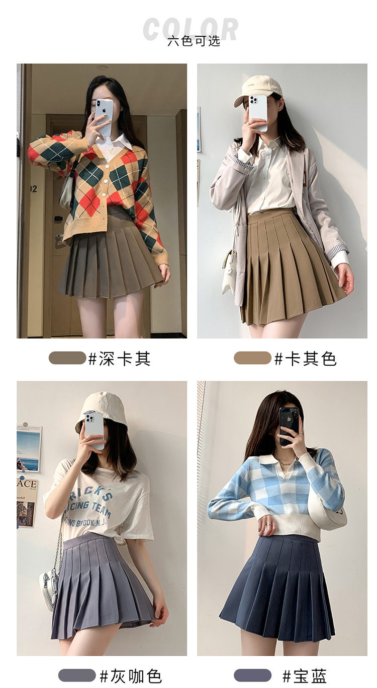 Pleated skirt for women, summer white short skirt, Japanese high-waisted, slimming, new autumn and winter jk plaid large A-line skirt pic 49