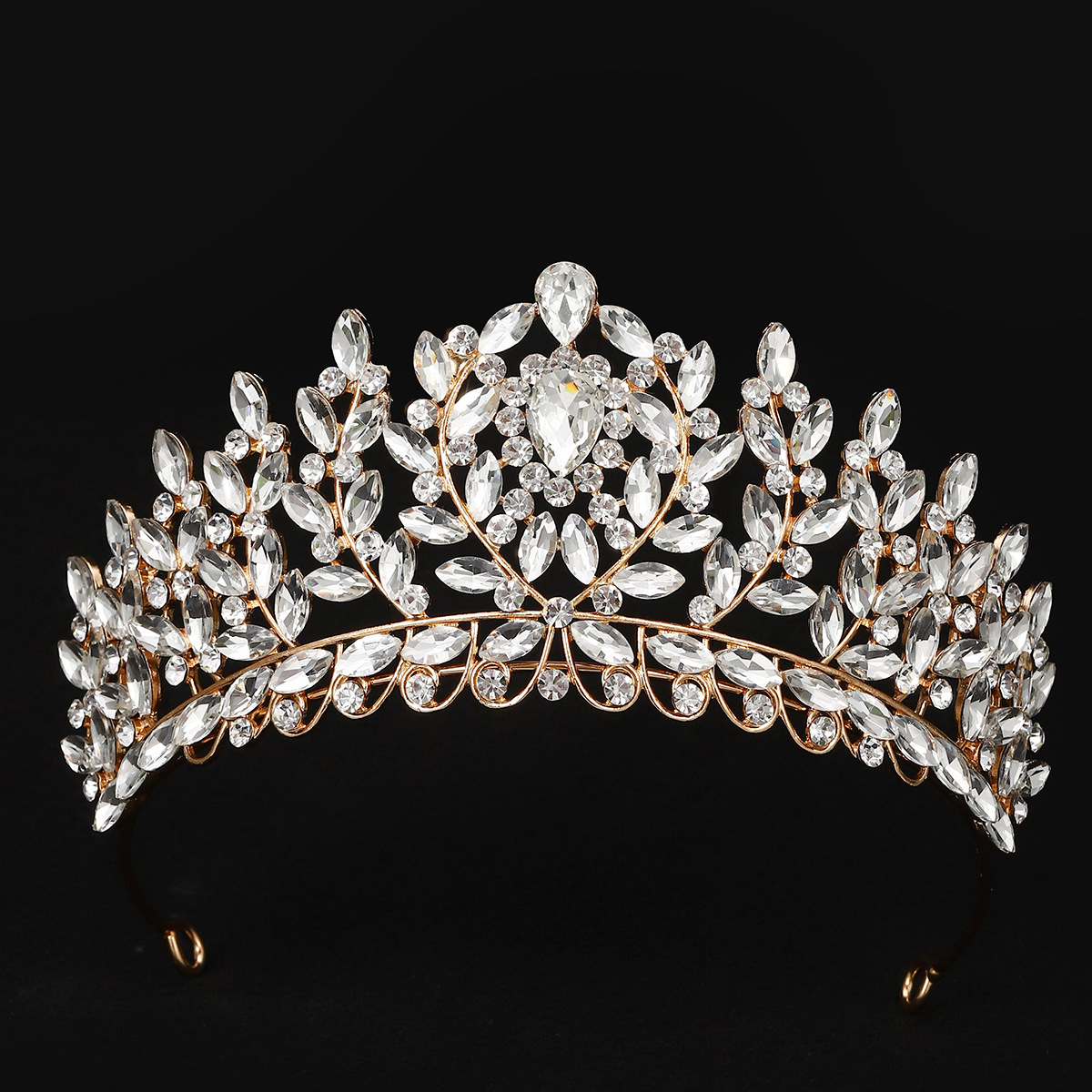 欧美跨境新款新娘皇冠高档水钻皇冠婚纱皇冠头饰高级感合金皇冠详情2