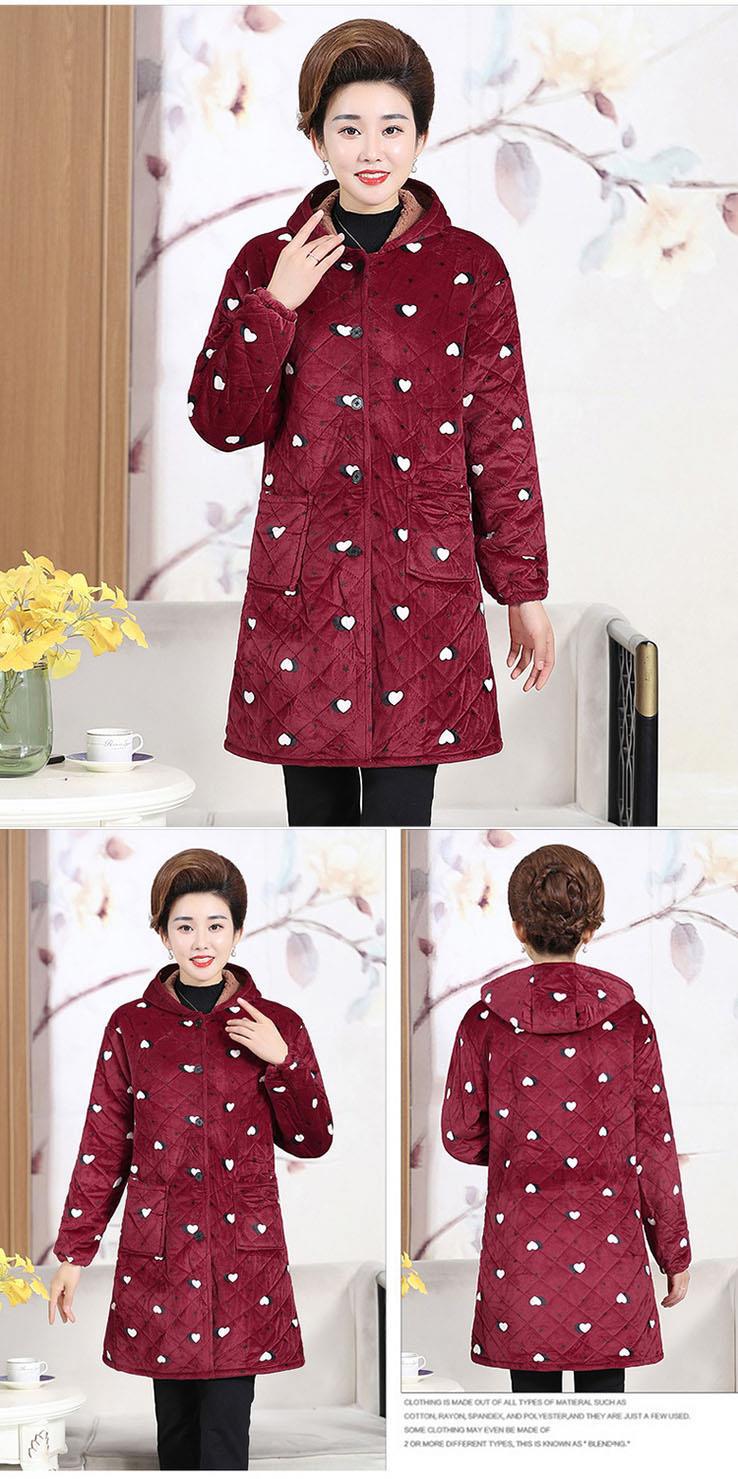 中老年女冬装棉衣妈妈装加绒保暖棉服大码老年人中长款外套花棉袄详情9
