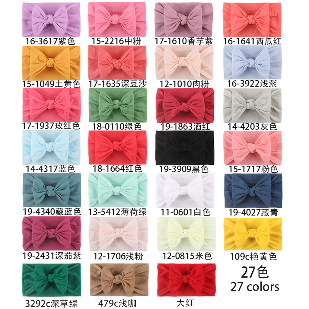 Europa y américa nuevo estilo niños accesorios suave nylon arco bebé diadema linda princesa nylon accesorios para el cabello pic 7
