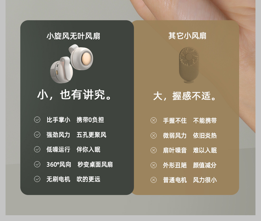 跨境新款小旋风挂脖小风扇迷你挂腰便携手持桌面usb充电小电风扇详情14