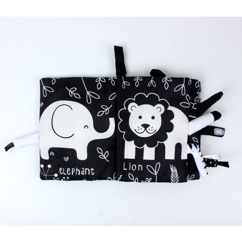 Tail cloth books, toy books, baby cloth books, sound paper enlightenment books, black and white red cloth books pic 3