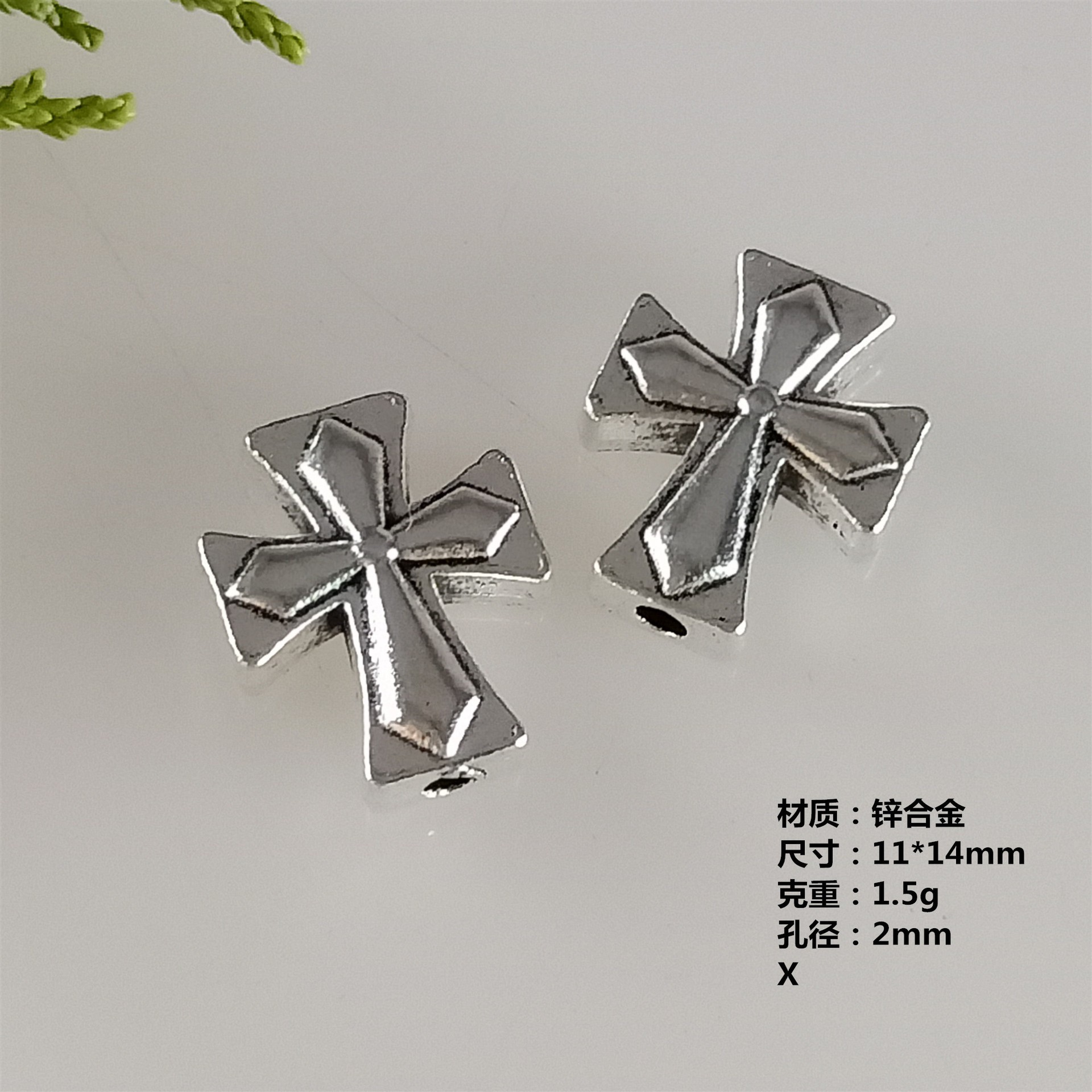 DIY饰品配件手链 项链 合金串孔十字架配饰11*14mm 厂家批发详情2