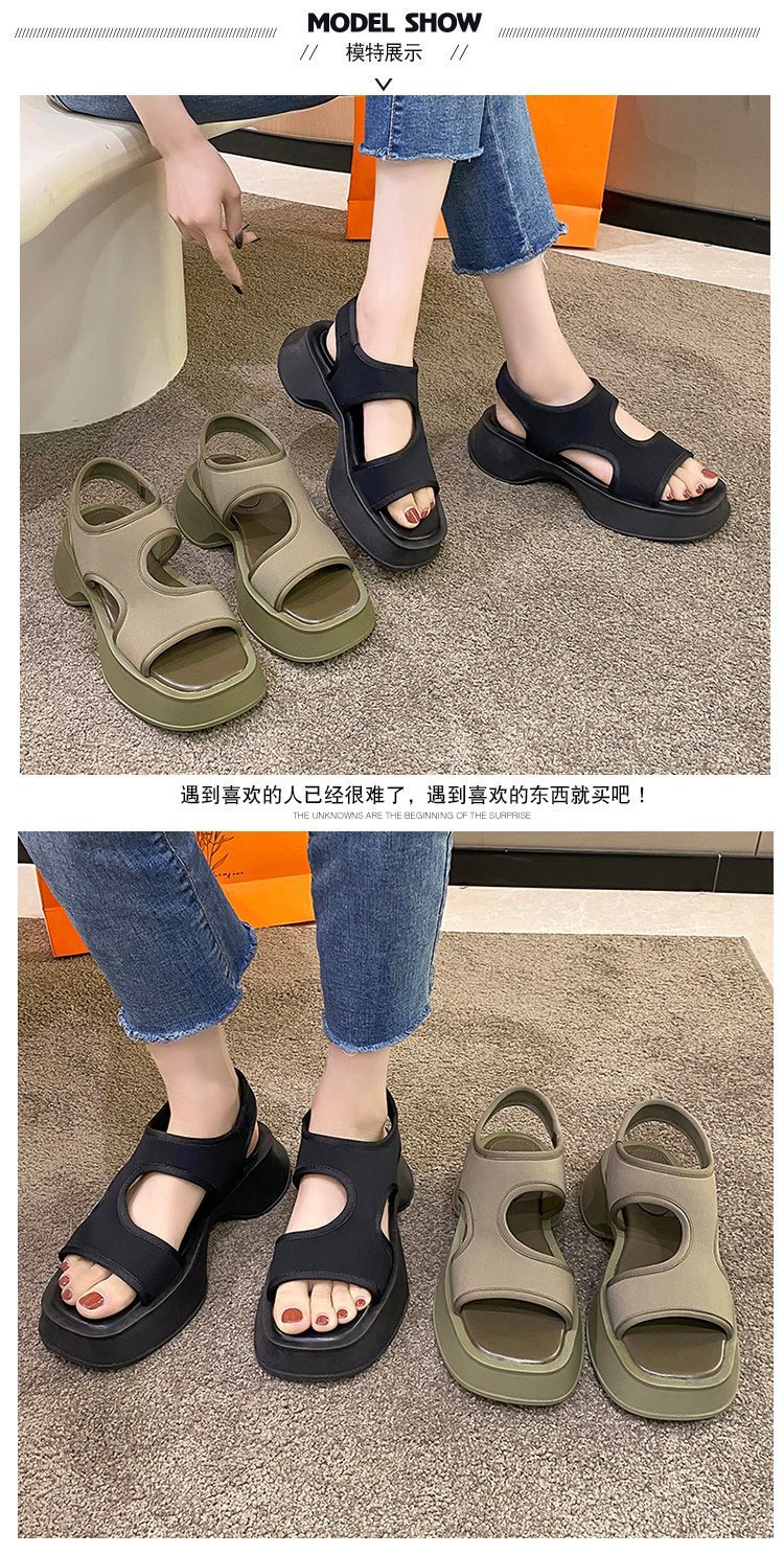 网红露趾休闲凉鞋女厚底2024年夏季新款欧洲站运动百搭小众罗马鞋详情5