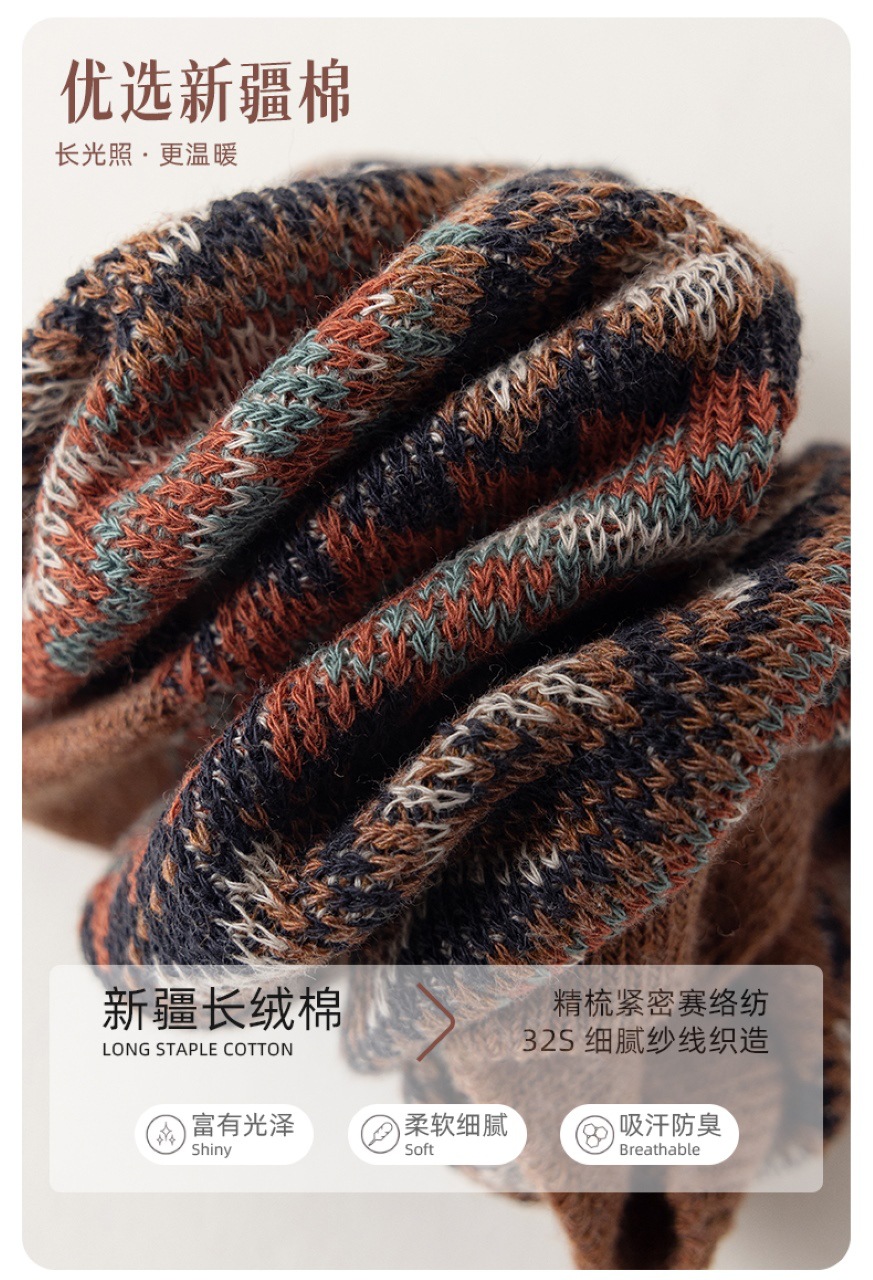 男士秋冬中筒袜英伦风民族风双针双路手工无骨缝头袜子公园详情3