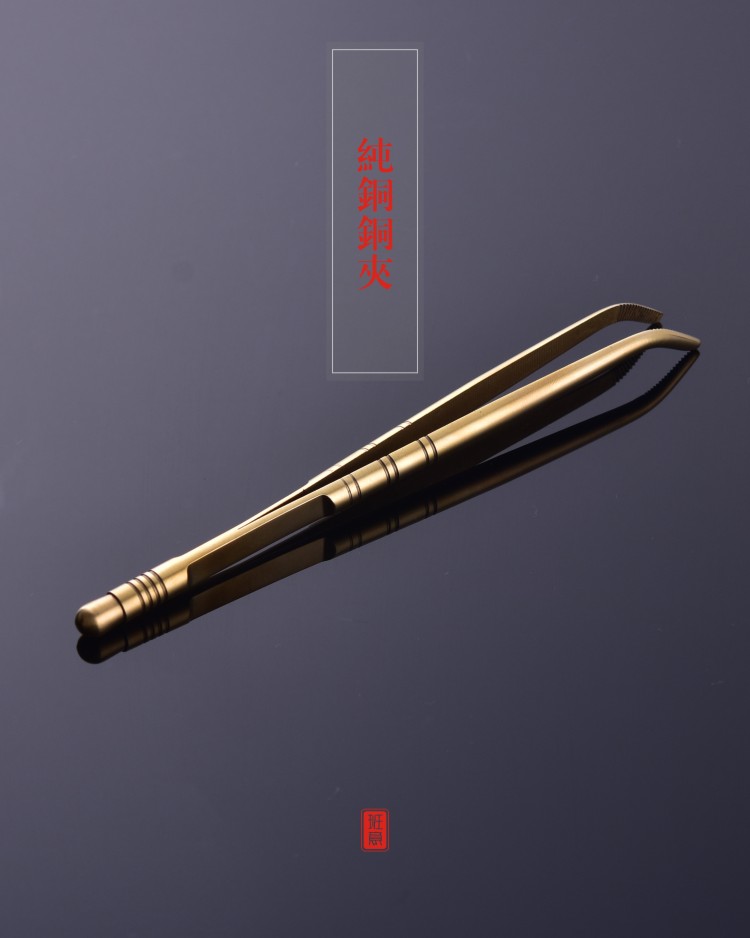 纯铜茶夹洗杯夹 功夫茶镊子茶杯夹 铜茶夹子茶具配件茶道包邮详情11