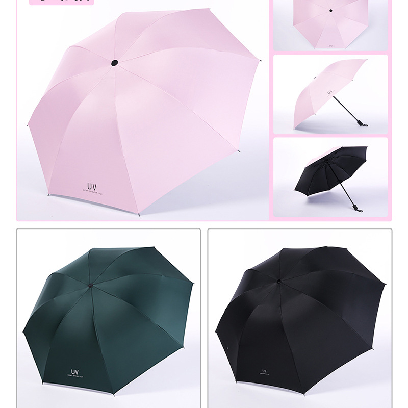 Automatic umbrellas for sun protection and shading, three-fold umbrellas, folding logo advertising umbrellas, bulk wholesale, UV black vinyl sun umbrellas pic 22