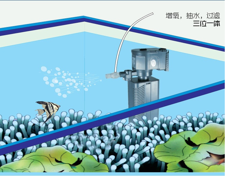 JP-023F fish tank and aquarium three-in-one with built-in fish tank filter, oxygenation pump and submersible pump pic 2