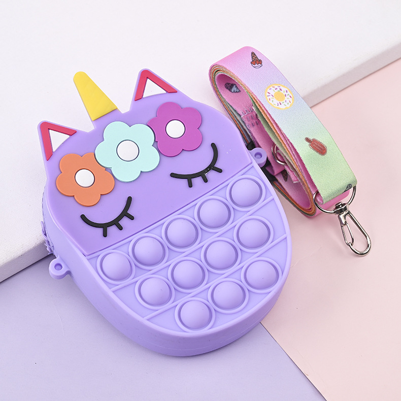 Cross-border new rat-extermination pioneer coin purse Cartoon Unicorn single-shoulder diagonal silicone bag decompression silicone coin purse pic 6