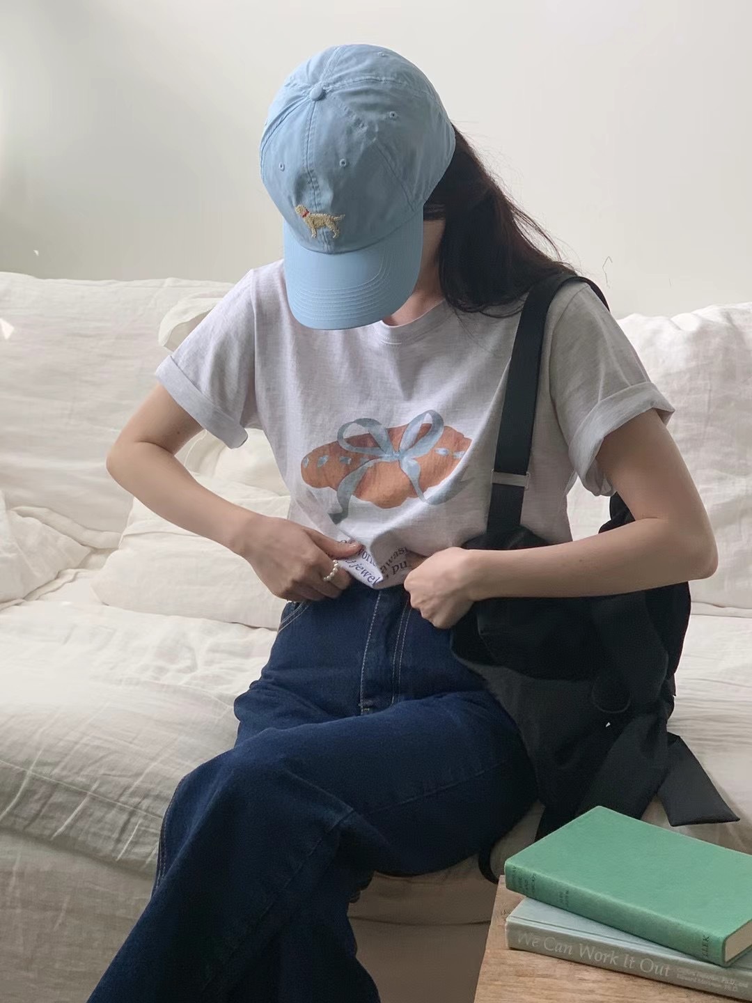 现货 高品质宽松T恤女春夏上衣正肩纯棉短袖夏季设计感韩系打底衫详情20