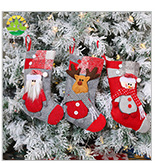 Christmas stocking series, Christmas stockings, dancing dolls, fences, Santa Claus, snowmen, gift stockings, candy stockings pic 3