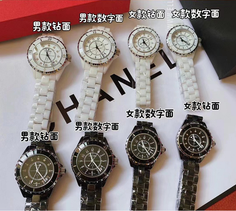 小香风手表J12系列白色陶瓷手女士石英表防水蝴蝶扣情侣手表男表详情12