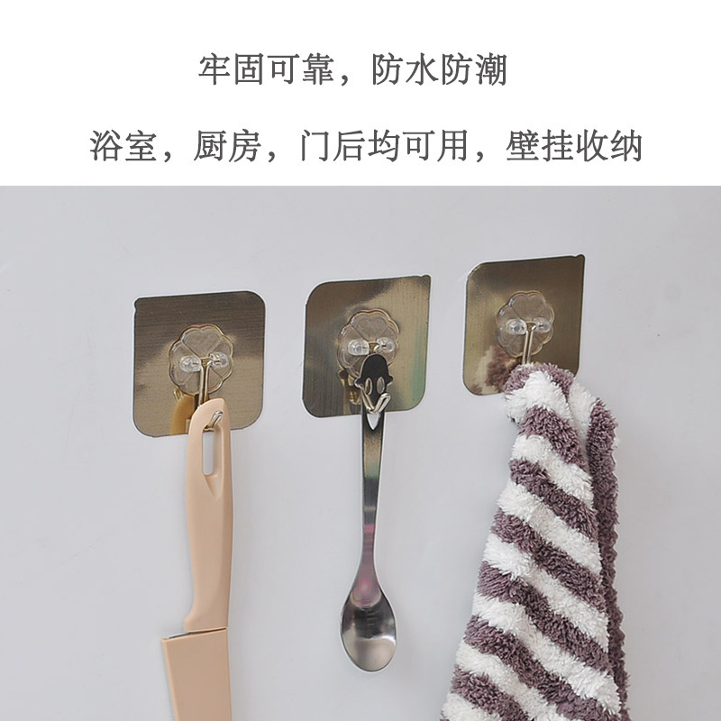 Metal wire brushed hook adhesive, seamless magic adhesive, bathroom and kitchen waterproof, super strong load-bearing hook wholesale pic 5