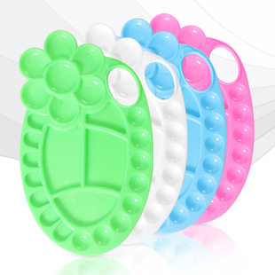 塑料梅花形调色盘手绘水彩水粉颜料绘画美术调色盘碟椭圆形调色板详情6