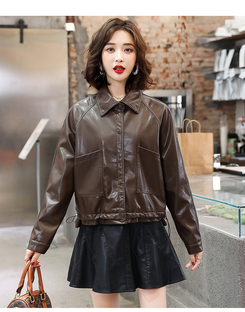 2022年新款春秋小皮衣女外套短款机车服韩版修身长袖pu皮夹克详情22