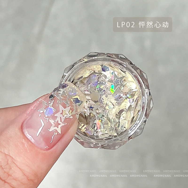 The 2024 new style of nail sequins is a popular and trendy four-star heart-shaped star pink glitter nail decoration for girls pic 3