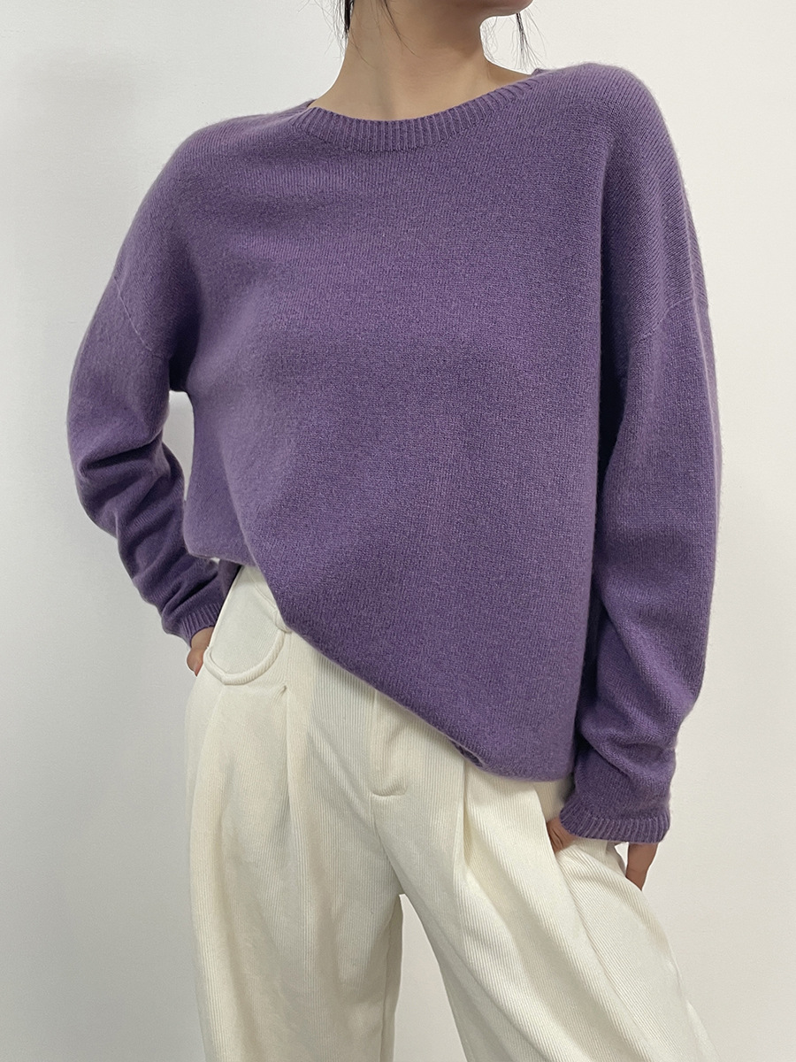 Fully formed seamless pure wool knitted sweater for women, 100% spring new style loose slimming round neck top wool sweater for women, fashionable and trendy, other categories pic 23