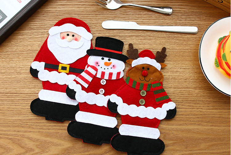 Wholesale of new Christmas decorations, new Santa Claus knife and fork sets, Christmas desktop cartoon tableware, knife and fork bags pic 5