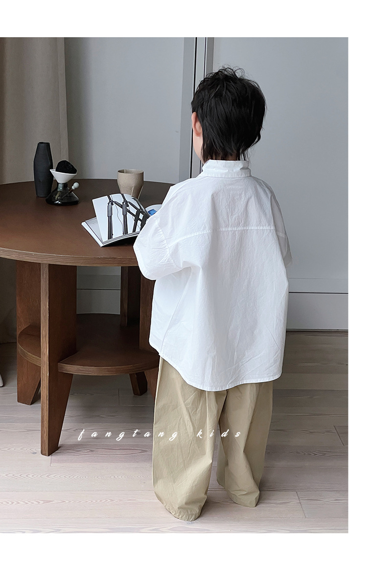 儿童夏装男童短袖白衬衫2024夏季新款衬衣小男孩帅气宽松上衣批发详情15