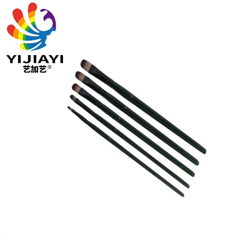 High-quality two-color brush, dark green pen barrel, black aluminum tube, 5-piece brush set, suitable for oil, watercolor and acrylic pic 10