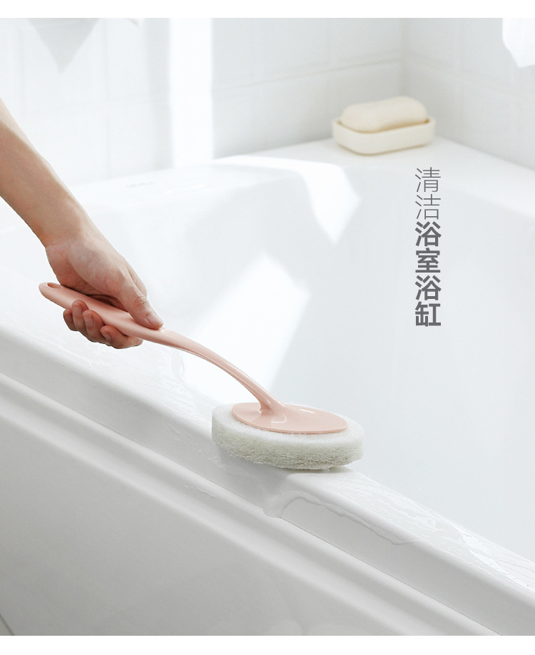 Long-handled sponge brush, wall cleaning brush, bathtub and toilet sponge brush, floor tile brush, sponge scouring pad pic 11