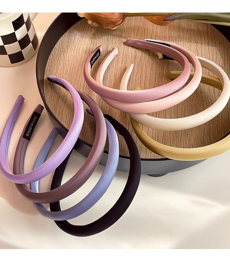 Spring new solid-color satin hair band for women, high head pressure headband, high-end and light luxury hair tie and hairpin headwear pic 21