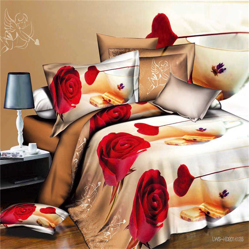 Wholesale of 3D four-piece sets of printed bedding for export with active brushed large patterns pic 14