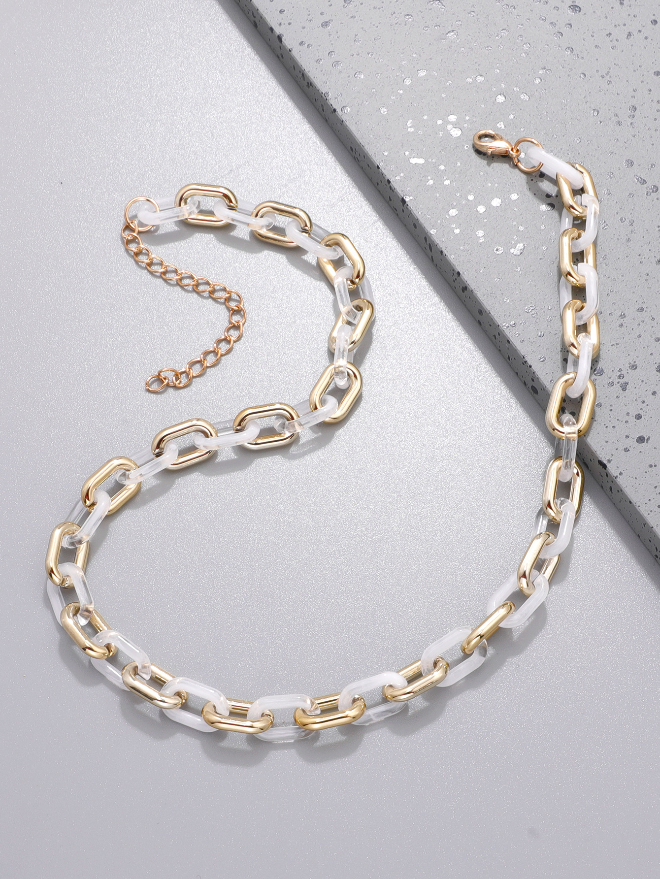 Cross-border source fashion necklace, hip-hop European and American popular street style, colorful acrylic texture necklace pic 11