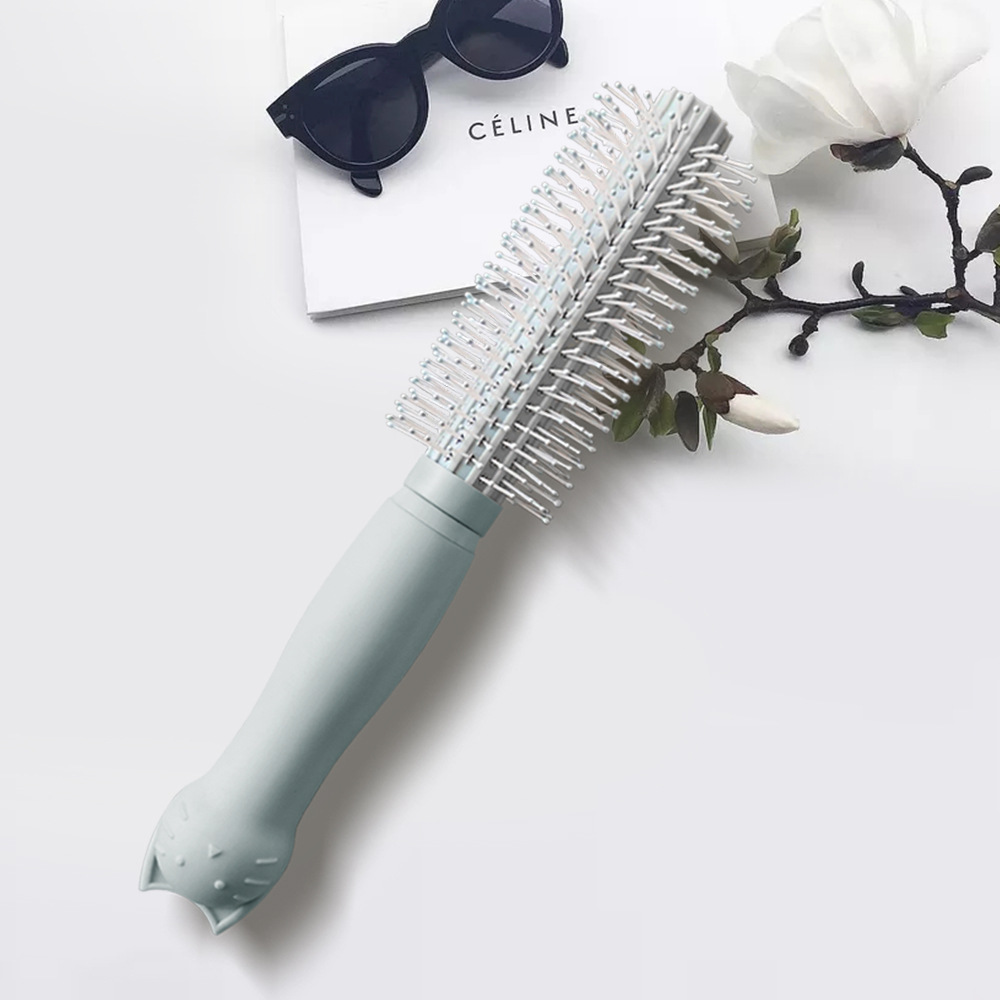 厂家现货塑料气囊按摩梳 美发卷发梳 盒装黑色卡通小猫平板梳子详情2