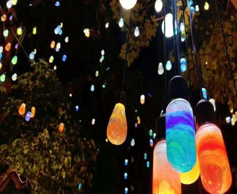led seven-color glazed amber lamp, wishing bottle, tree lighting decorative lamp, outdoor waterproof, popular hanging tree chandelier pic 3