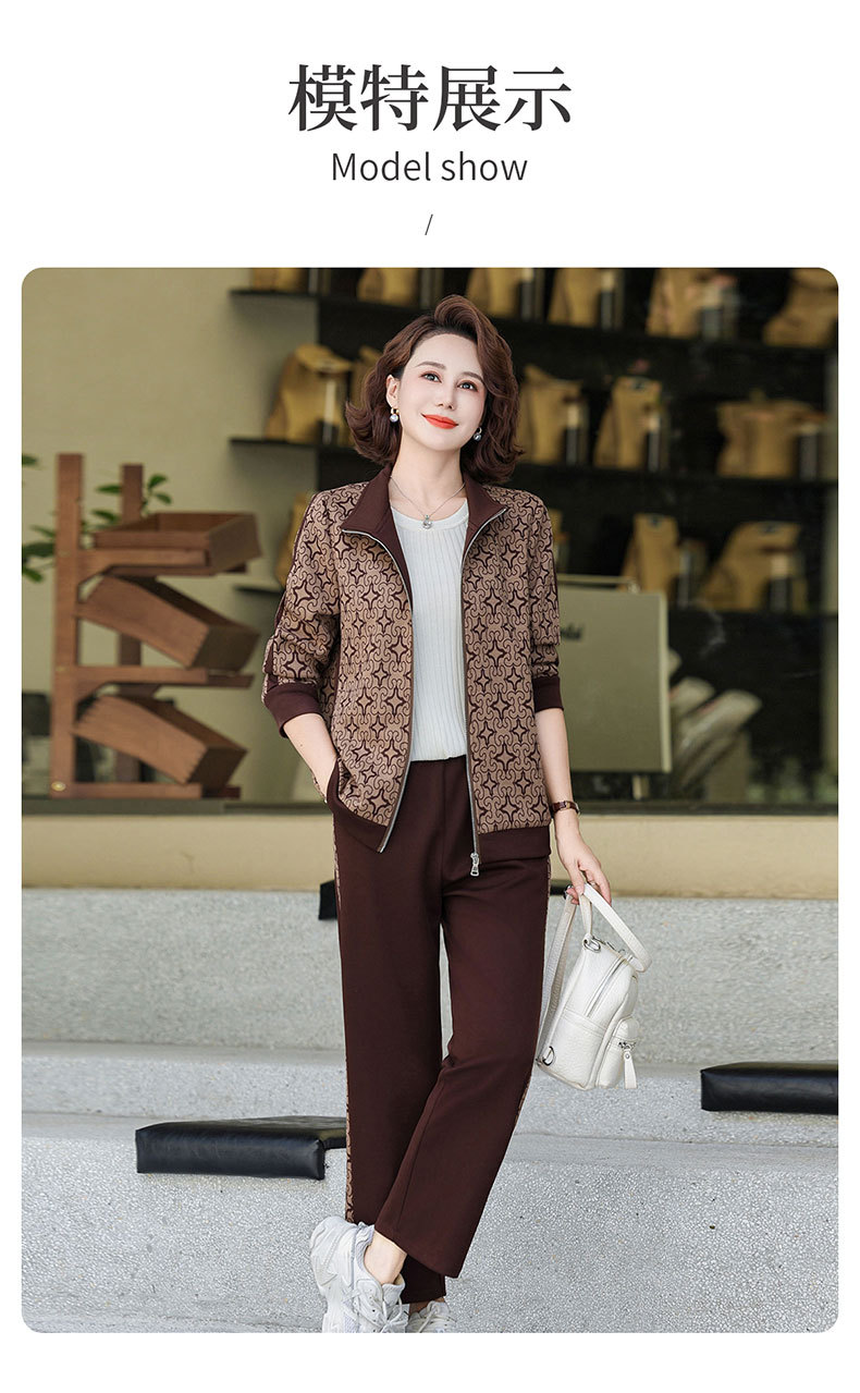 Madre de edad media otoño traje 2024 nuevo medio y viejo mujer otoño chaqueta casual abrigos moda ropa deportiva pic 2