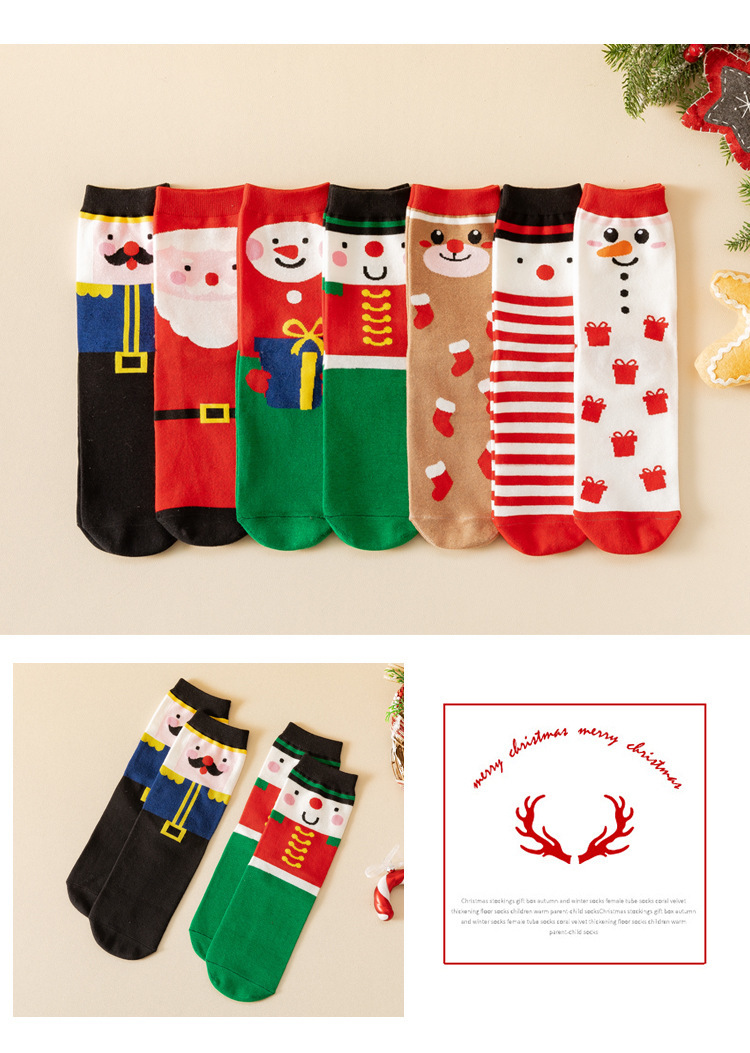 Cross-border best-selling Christmas socks, trendy mid-calf socks from Europe and America, creative cartoon design cotton socks for autumn and winter pic 8
