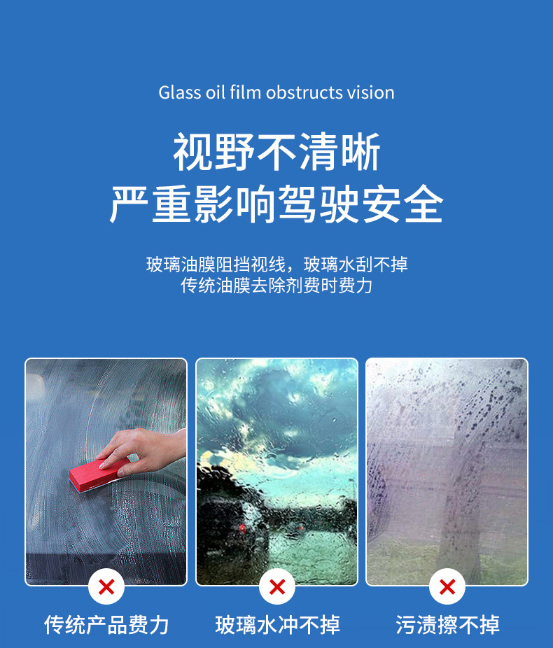 汽车油膜去除剂车窗玻璃去油膜泡沫清洗剂车用前挡风玻璃油膜净详情3