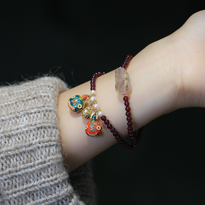 Wholesale of natural purple-toothed garnet, double-layer purple-toothed garnet, golden hair crystal, PI Xiu, and gold-swallowing beast ornaments pic 6