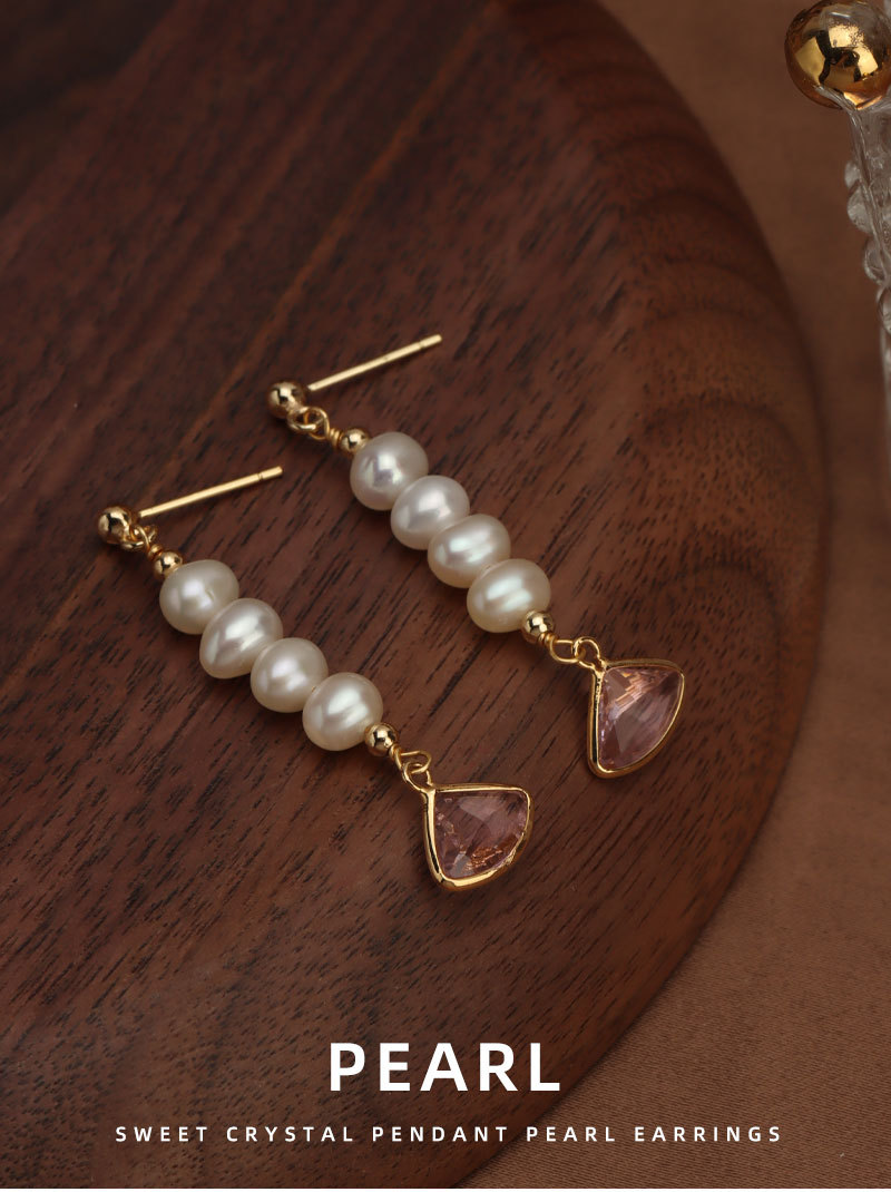 天然淡水珍珠耳环S925银针锆石耳环小众轻奢耳坠气质原创设计批发详情1