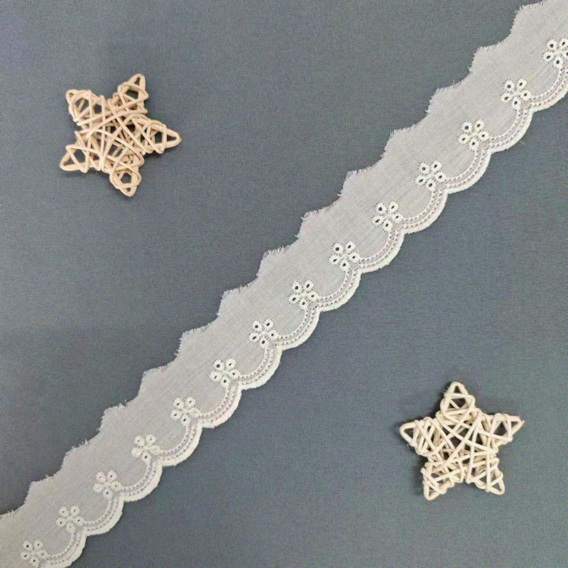 Wholesale of cotton embroidered lace, hollowed-out lace, embroidered skirt hem, clothing accessories, milk silk, perforated, barcode 2.5 pic 131