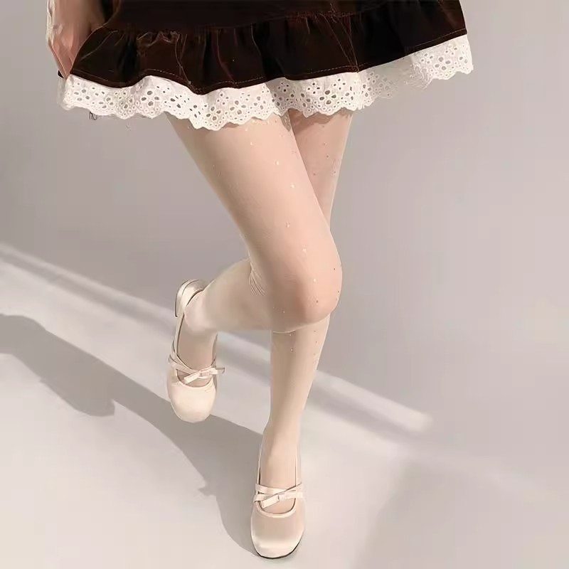 亮片带钻闪光白丝袜纯欲风黑丝薄款 防勾丝闪闪亮晶晶美腿连裤袜详情19