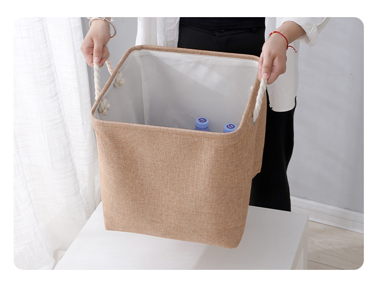 Linen storage basket, hand-held large-capacity storage basket, foldable skin care products, miscellaneous storage box, cross-border supply pic 10