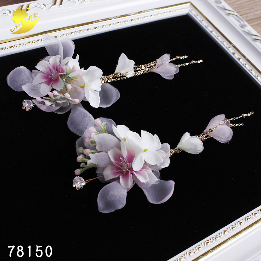 Wedding accessories and earrings for Japanese and Korean brides, forest-themed exotic style, star street style, model catwalk, fashionable fabric accessories pic 14