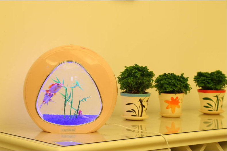 The desk mini aquarium creative desktop LED lighting can filter ecological acrylic fish tank aquarium pic 21