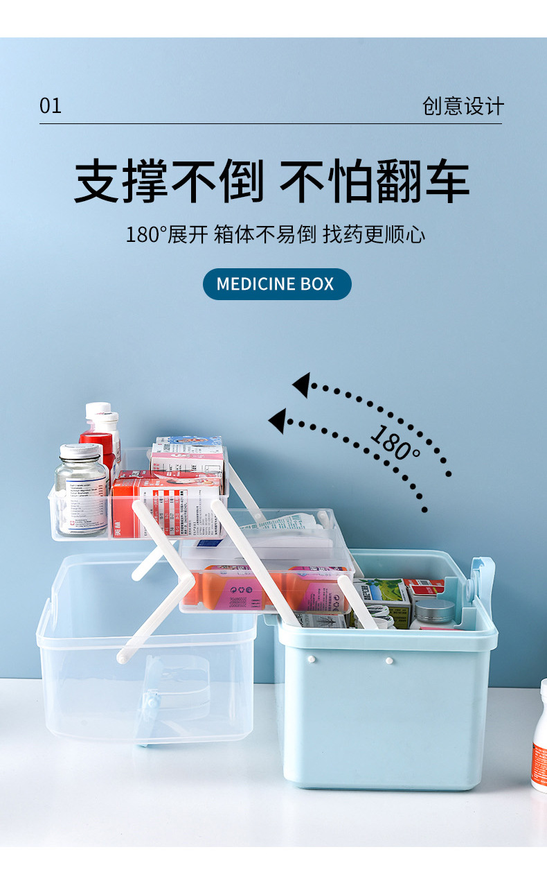X127-8225 Household multi-layer medicine box, portable first aid medical large storage, household tools customizable LOG pic 7