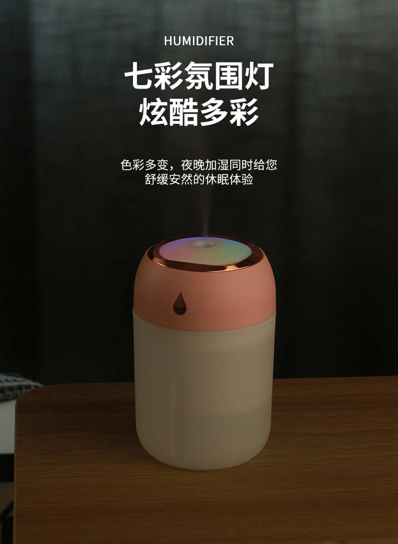 New colorful water drop humidifier USB spray night light silent home mini aromatherapy air humidifier gift pic 10