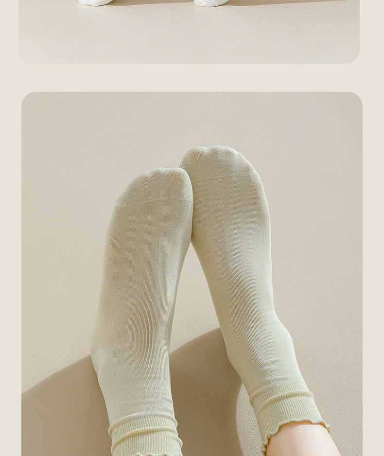 袜子女夏季中筒纯棉防臭花边透气堆堆袜配小皮鞋女士无骨白色棉袜详情26