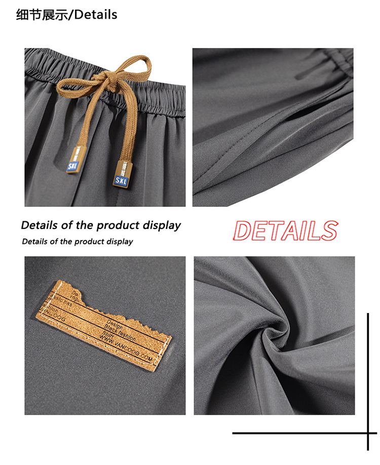 Ice silk shorts for men, summer thin basketball sports, quick-drying beach mid-length pants, loose workwear, casual 5-inch pants pic 22