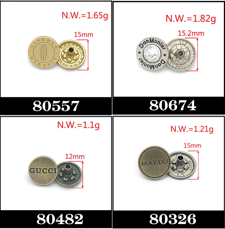 LOGO concave and convex zinc alloy round and square light gold hanging plated four-piece buckle metal buckle wholesale from four-piece buckle manufacturer pic 3