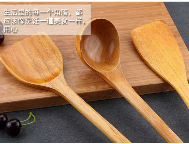 Korean wooden spatula, non-stick special wooden spatula, spatula, soup spoon, stir-frying long-handled spatula set with logo pic 14