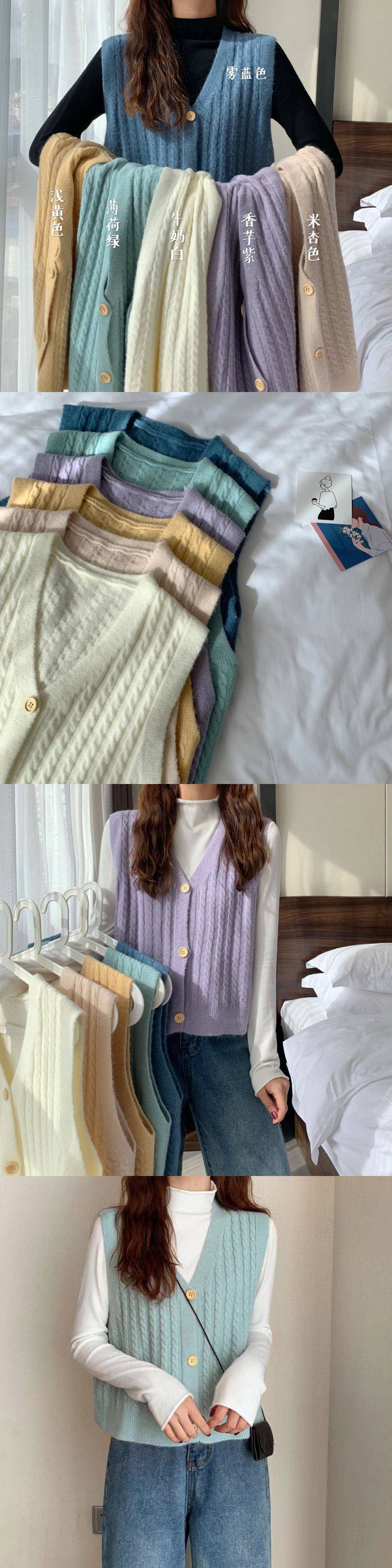 针织马甲2023秋装新款韩版女士外穿坎肩针织开衫毛衣背心小马甲网详情1