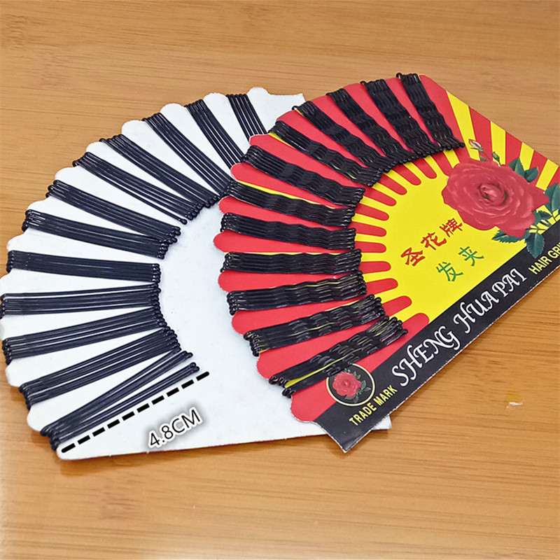 Large and medium-sized fan-shaped straight clips, steel wire hair clips, black clips, famous flower hair clips, lotus flower hair clips, headwear in pairs pic 2