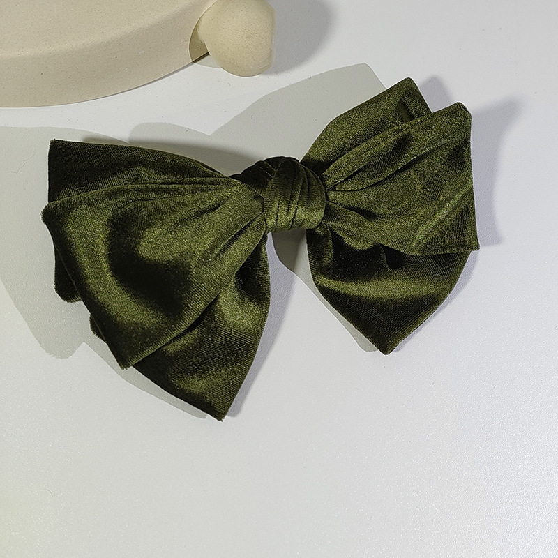 Korean retro autumn and winter hair clips, back of the head spring clip top clip, fashionable and elegant, trendy bow velvet headwear pic 6